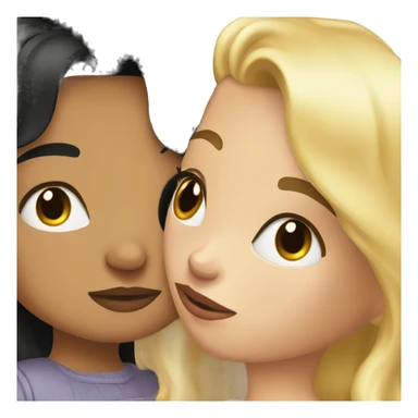 a blonde girl kissing a girl with black hair sticker
