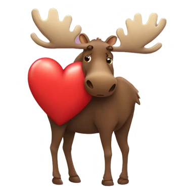 moose hugging a heart  sticker