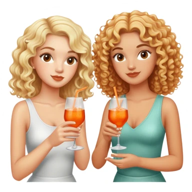 a blonde white girl and a bi racial girl with curly hair drinking aperol spritz  sticker