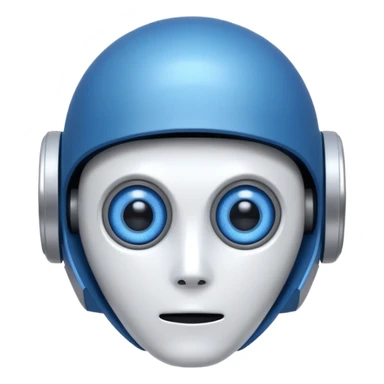 tête de robot cosmonaute bleu et blanc avec des yeux plié bleu style cartoon sticker