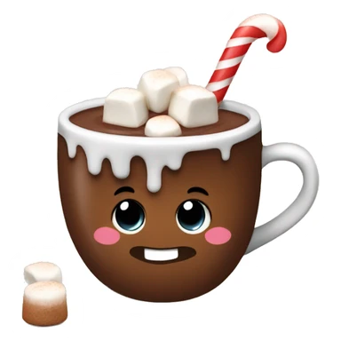 Hot chocolate with marshmallows in a Christmas mug sticker