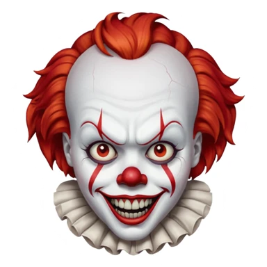 create a scary pennywise clown with cracks on his forehead sticker