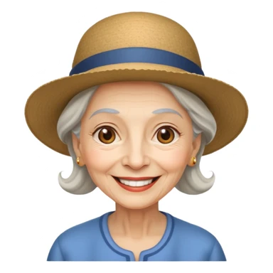 elderly woman with hat sticker