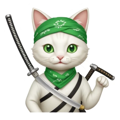 un gato blanco con reeferencia a roroa zoro sticker