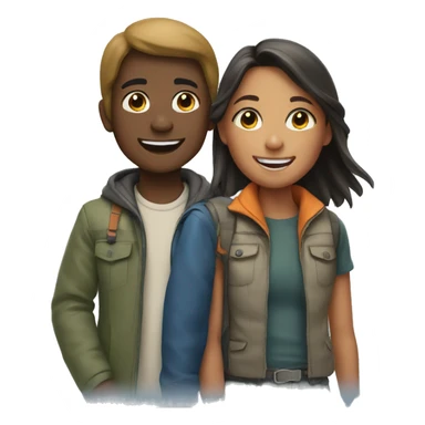 smiling girl with boys outdoors sticker