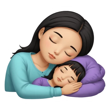 Black haired, tan-skinned Asian girl sleeping alone  sticker