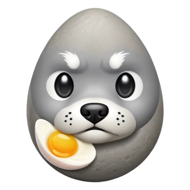 Angry pebble that looks like dog with egg on top sticker