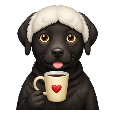 Black lab with a coffee sticker