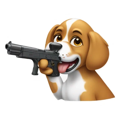 Dog with a gun sticker