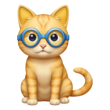 cute yellow lazy cat with full body with blue goggles and no clothes sticker