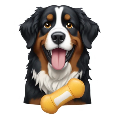Bernese Mountain dog with a squeaky toy in its mouth  sticker