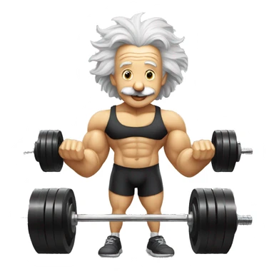 albert einstein happy in the gym with dumbells sticker