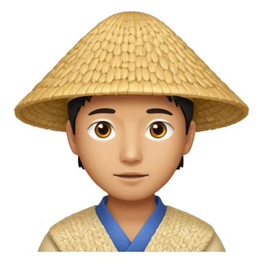 Asian guy with a rice hat, eyes barely open sticker