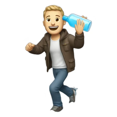 tim robinson splashing water bottle (full body, ios17) sticker