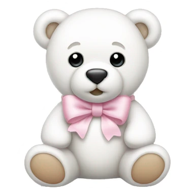 White teddy bear with light pink bow on the ear sticker