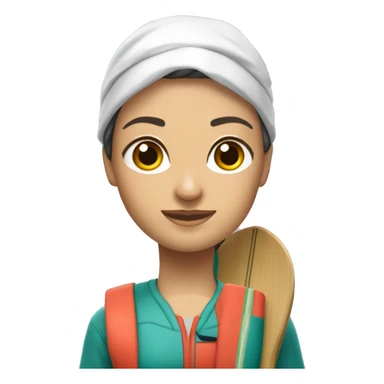 SUP women con pelo lacio cobrizo, piel blanca, tabñla blanca qe diga rio en verde agua  sticker