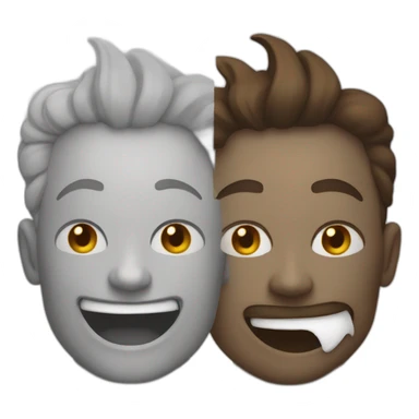 two opposite faces: one smiling and radiant to represent good, and the other with a somber expression to represent evil, with bright and dark colors to highlight the duality." sticker