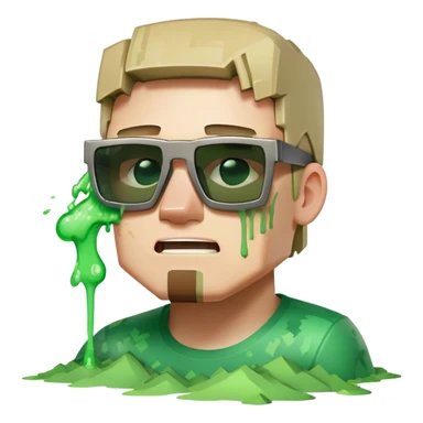 Minecraft steve puking with sun glasses on sticker