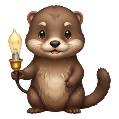 otter holding one lamp sticker