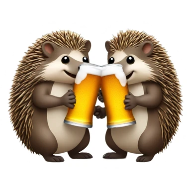 two cute hedgehogs in love drinking beer sticker