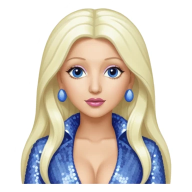Christina Aguilera with long platinum blonde hair, periwinkle sequin outfit  sticker