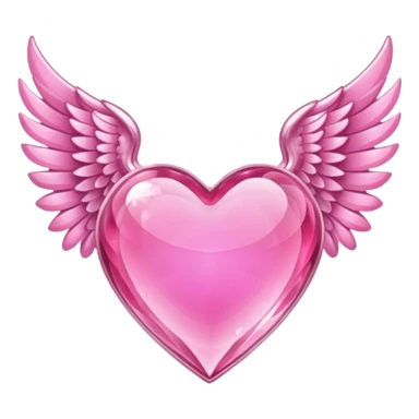 Pink crystal heart with wings sticker