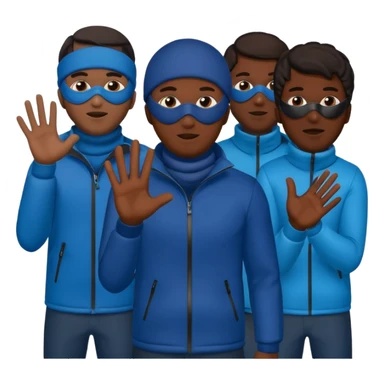 Group of African American men with ski masks covering their face all holding their hands out sticker
