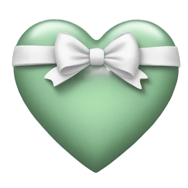 Sage green heart with white bow sticker