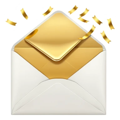 white envelope surrounded gold confetti sticker