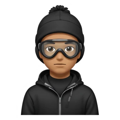 skier with black goggles hoodie and face mask looking stylish like an underground rapper. I said mask pls no face showing. Only eyes showing  sticker