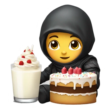 baby ninja with milk bottle and birthday cake  sticker
