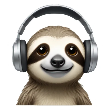 head only, cute sloth wearing a headphones with microphone sticker