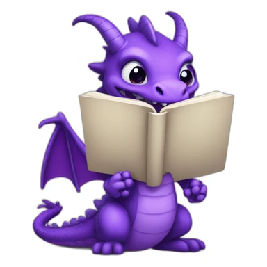 purple dragonh head holding book RIP title sticker