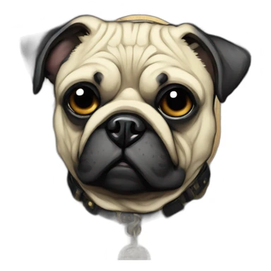 A cyberpunk pug in Art Nouveau style during 1910 sticker