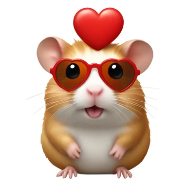  hamster with red heart sunglasses and poop emoji sticker