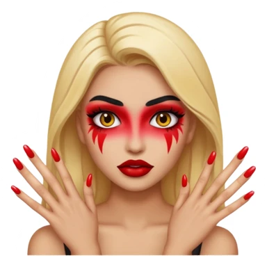A baddie emoji with makeup and nails sticker