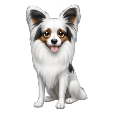 Black and white Papillon dog sticker