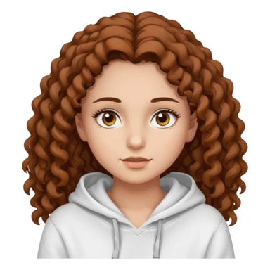 Una ragazza con una felpa semplice bianca,ha gli occhi marroni,i capelli marroni  , c’è gli ha lunghi e ricci  e ha le ciglia lo stile dell immagine deve essere semplice sticker