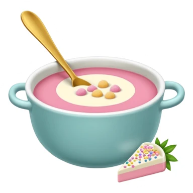 tazita de sopa, pastillas en estilo aesthetic y una camita rosada. sticker