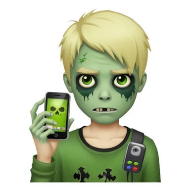 boy zombie with blonde emo hair and green skin and Vegas phones sticker