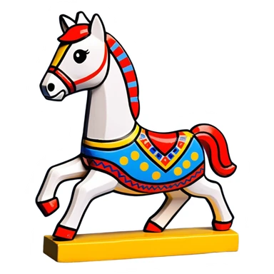 Dymkovo toy horse, traditional Russian clay figurine with colorful geometric patterns, white base with red, blue and yellow decorations sticker