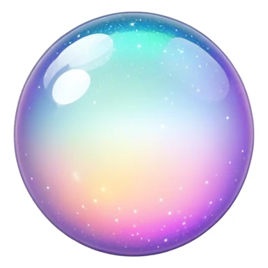  White sparkly glittery iridescent colorful transparent ball sphere orb sticker