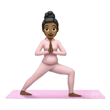 A girl in a yoga downward dog position, wearing light colored lululemon pink, long sleeve active jacket and gray lounge pants. Black hair tied in up in a scrunchie. She has a light pink yoga mat underneath her. She is light skin. A laptop nearby. sticker