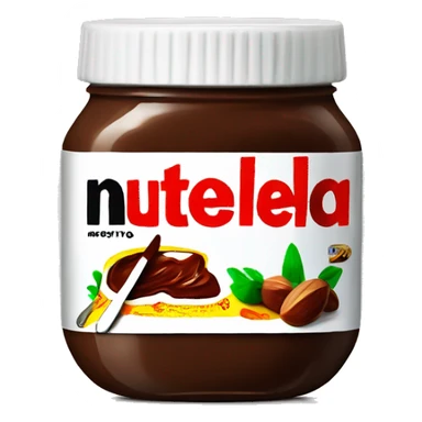 an opened nutella jar with a rounded knife half inside it sticker