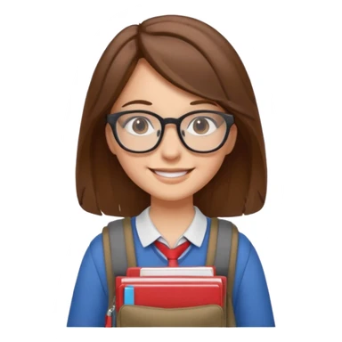 brown hair woman going to university wearing a glasses, looks pretty sticker
