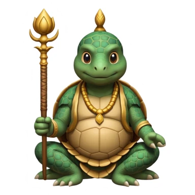 man with turtle head, scepter, buddhism, lotus sticker