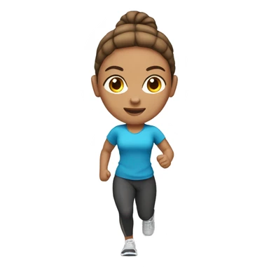 A woman with light brown skin, brown ponytail, gym clothes jogging  sticker