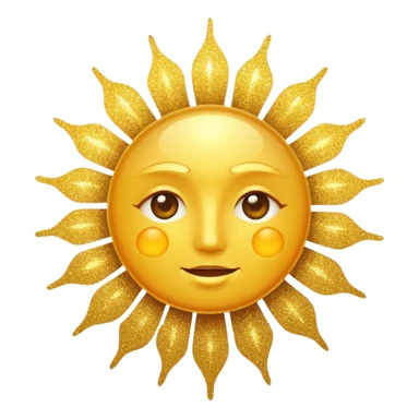 sun in 2d golden glitter in colour without face sticker