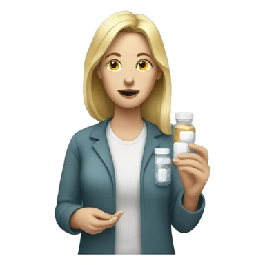 White Woman taking pills sticker