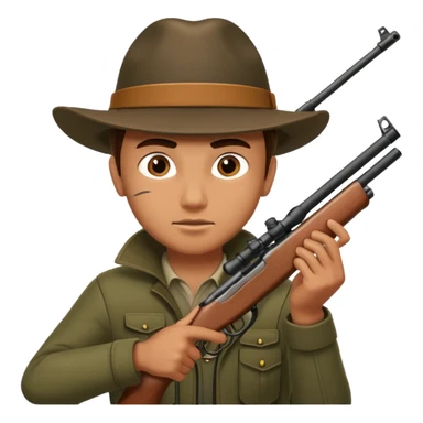 male hunter aiming a rifle, minimal background sticker